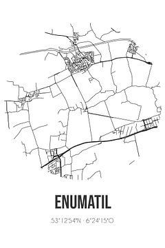 Enumatil (Groningen) | Landkaart | Zwart-wit van Rezona