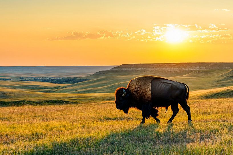 Bison in der Abenddämmerung von Poster Art Shop