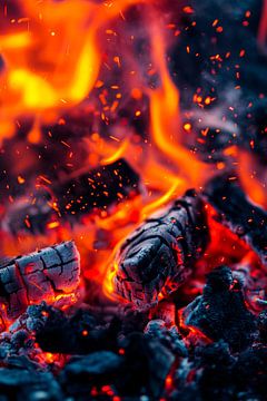 Glowing coals in a sea of flames by Poster Art Shop