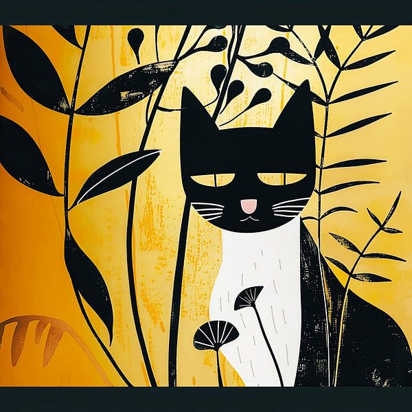 Decorative cat illustration for children's room by Vlindertuin-Art