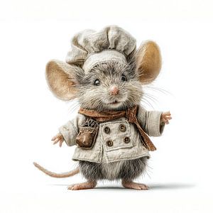 schattige muis als Chefkok verkleed kinderkamer decoratie