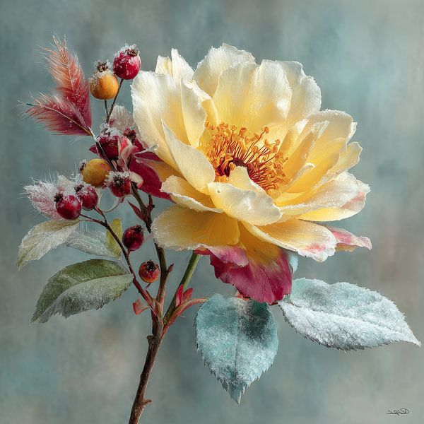 yellow flower with water and icing by Gelissen Artworks