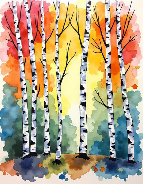 Forêt de bouleaux bleus par Artistic