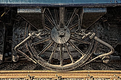 Wiel van antiek treinstel in HDR