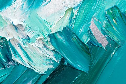 Kleurrijke abstractie in turquoise en blauw