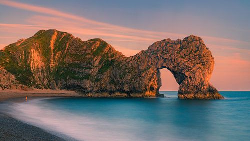 Zonsondergang bij Durdle Door, Dorset, Engeland van Henk Meijer Fotografie