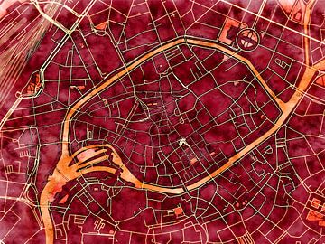 Kaart van Strasbourg centrum in de stijl 'Amber Autumn' van Maporia
