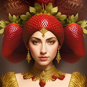 Surrealistische Koningin van de aardbei -aardbeien van Carina Dumais