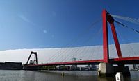 Panorama van de Willemsbrug over de Nieuwe Maas in Rotterdam van Robin Verhoef thumbnail