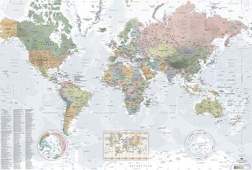 Kaart van de politieke wereld (2025) van MAPOM Geoatlas
