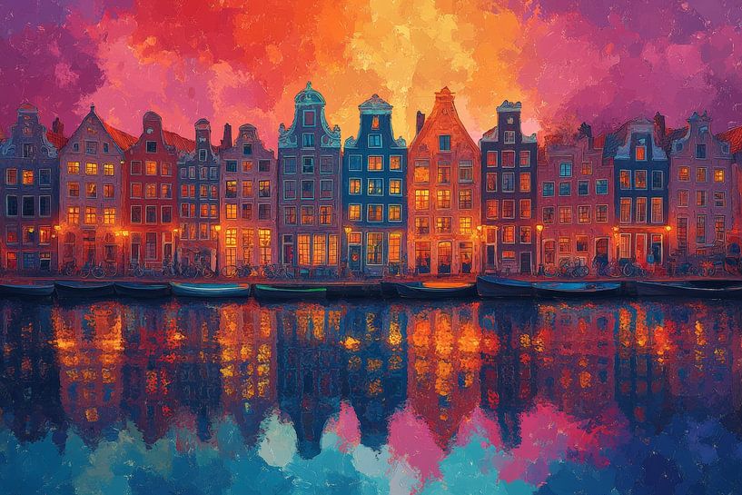 Nächtliche Stadtlandschaft mit Reflexionen von Lufy