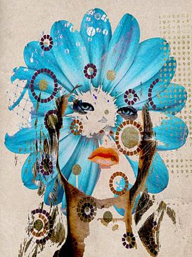 Blue flower woman van Gabi Hampe