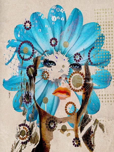 Blue flower woman von Gabi Hampe