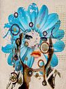 Blue flower woman van Gabi Hampe thumbnail
