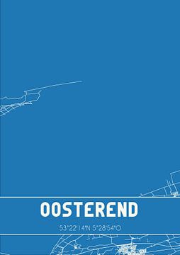 Blauwdruk | Landkaart | Oosterend (Fryslan) van MijnStadsPoster