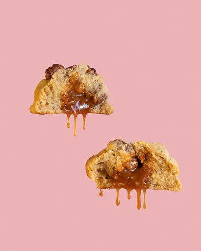 Cookie clouds floating in pink sky