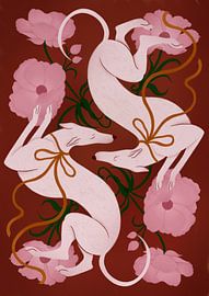 Elegant Greyhounds and Flowers by Ida Alvarsson