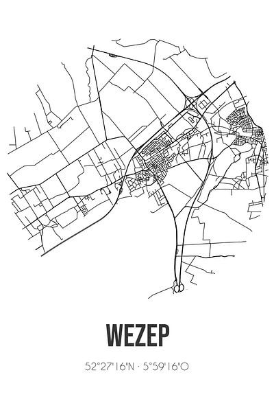 Wezep (Gelderland) | Landkaart | Zwart-wit van Stad & Wand