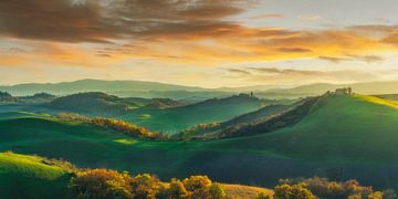 Herfstlandschap in Crete Senesi, Toscane van Stefano Orazzini