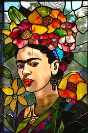 Frida in Glas – Mosaik-Porträt von Poster Art Shop