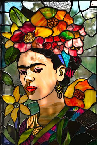 Frida in glas - mozaïekportret