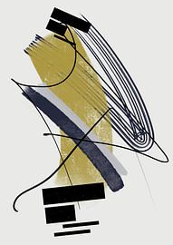 Abstract painting with ink and paint stripes 5 by Romee Heuitink