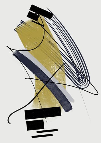 Abstrakte Malerei mit Tinte und Farbstreifen 5