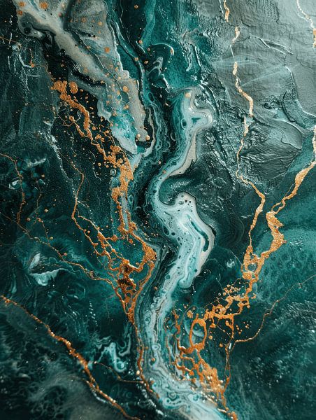 Modern abstract in green and gold by Studio Allee