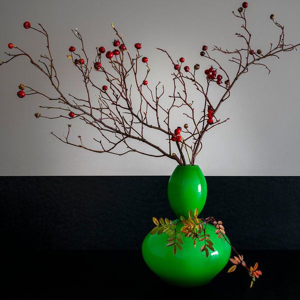 Still Life with Green Vase and Silver. by Alie Ekkelenkamp