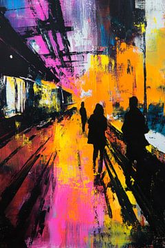 Levendige silhouetten bij nacht van Poster Art Shop
