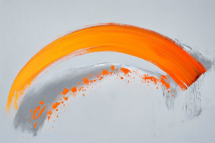 Dynamischer Pinselstrich in Orange – Abstrakt von Poster Art Shop