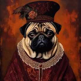 Mops-Hund im viktorianischen Kleid von MIROKKU