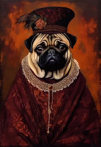 Pug Dog in Victorian Dress by MIROKKU