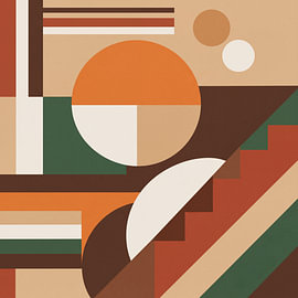 Abstract geometric composition featuring staircase surfaces by STUDIO ARTSY