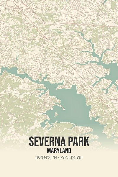 Vintage map of Severna Park (Maryland), USA. by Prints of Place