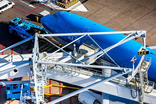 KLM Boeing 747 at the gate at Schiphol