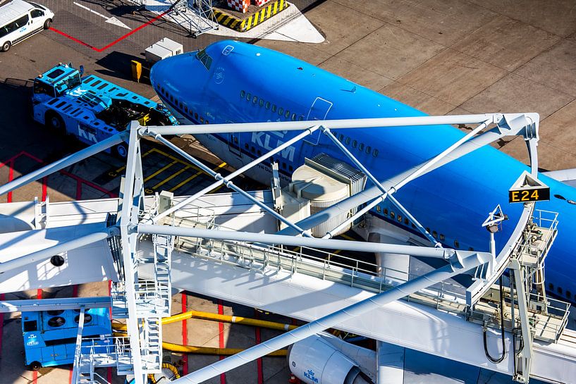 KLM Boeing 747 at the gate at Schiphol by Jeffrey Schaefer
