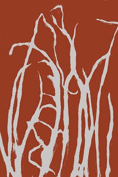 Modern Botanical art. Grass in terracotta no. 1 by Dina Dankers