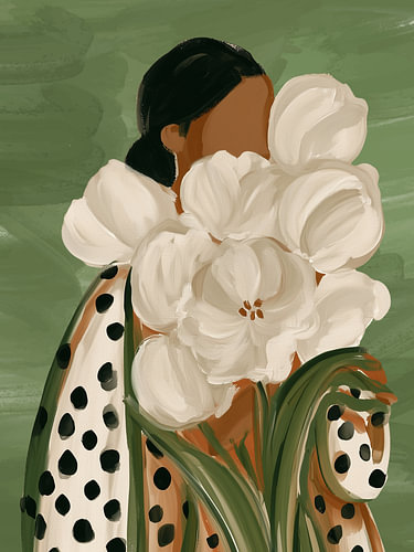 Une femme élégante en robe à pois
