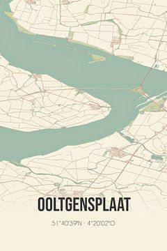 Vintage landkaart van Ooltgensplaat (Zuid-Holland) van MijnStadsPoster