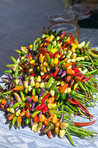 Paprika's op een markt in Mallorca