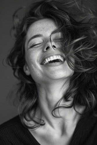 Zwart-wit portret van een vrouw