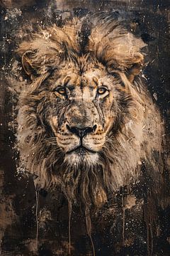 Portrait de lion majestueux en style sépia