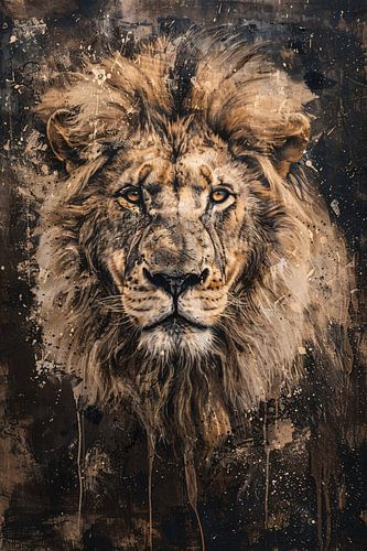 Majestueus Leeuw Portret in Sepia Stijl