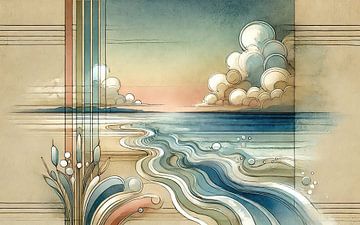 Abstracte kustschemering in art deco van Chromatic Fusion Studio