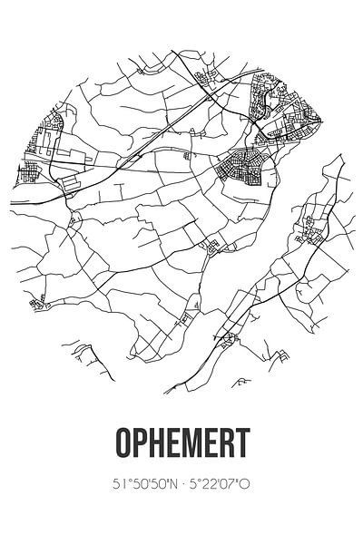 Ophemert (Gelderland) | Map | Black and white by Prints of Place