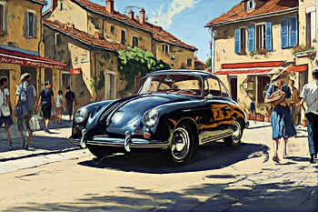 Porsche 356 in a french village