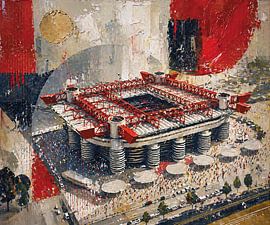 Le stade de football San Siro à Milan, une peinture impressionniste. sur Galerie Hoppenbrouwers