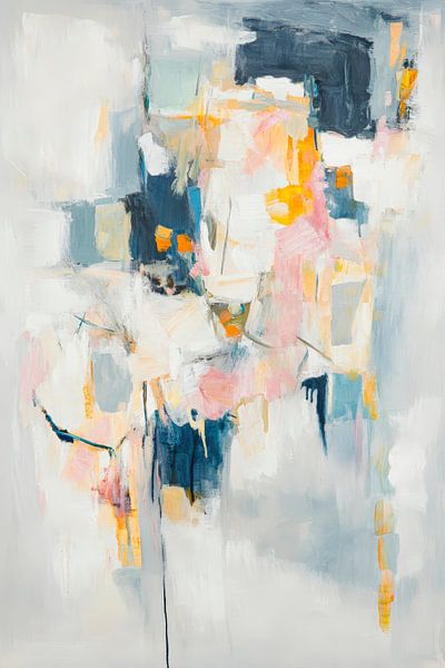 Abstract kleurenspel in zachte tinten van Poster Art Shop