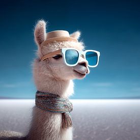 Alpaca in vakantiestemming van Koffie Zwart